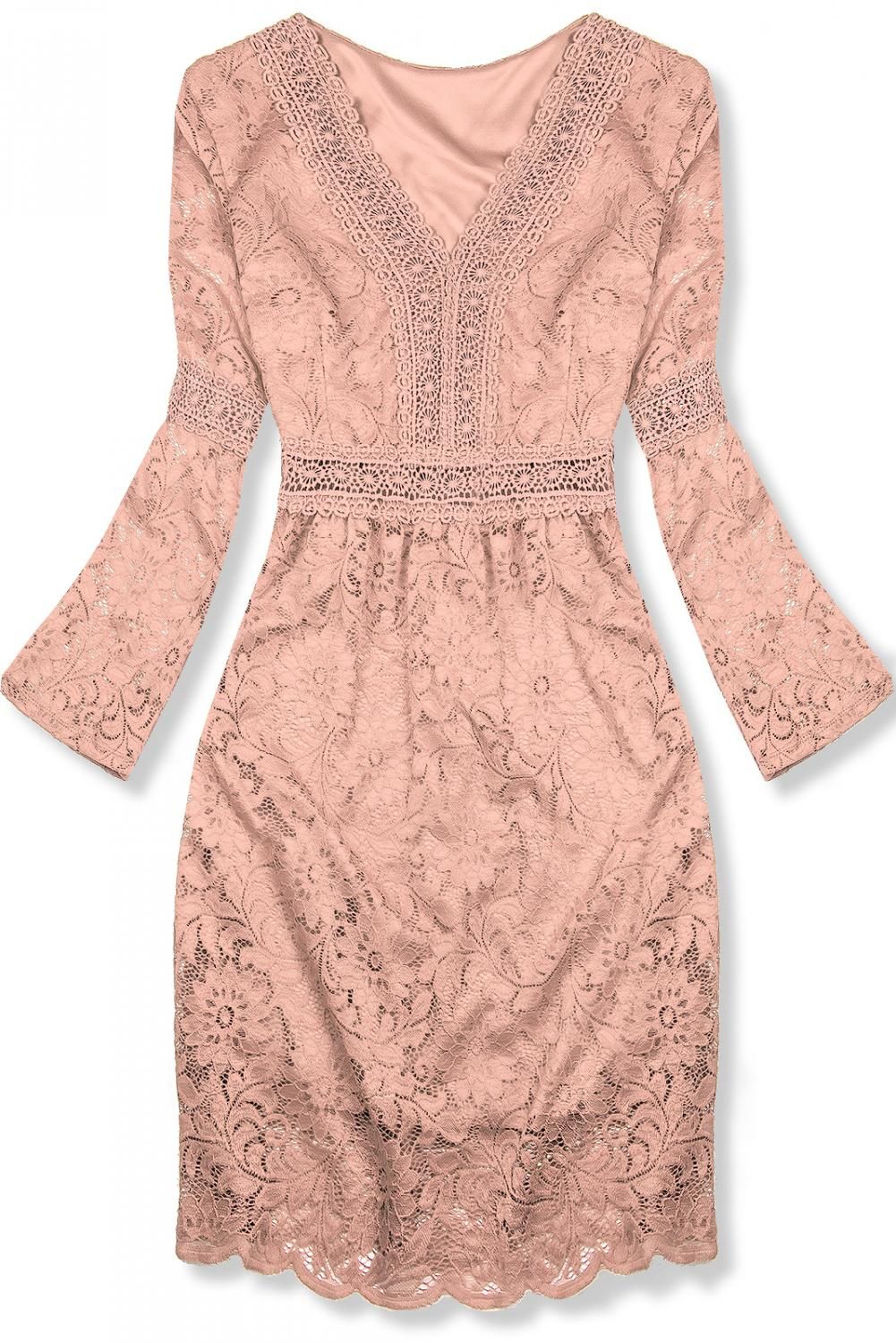 Růžové elegantní krajkové šaty