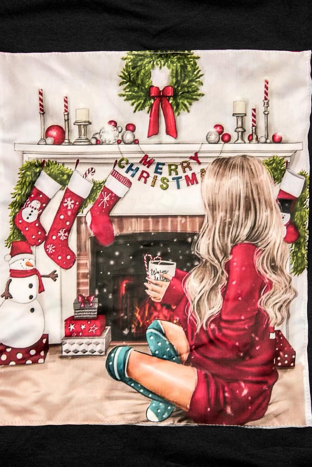 Černé teplákové šaty s vánočním motivem