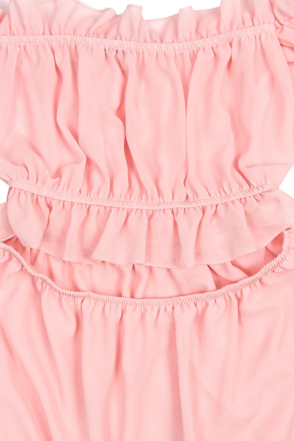 Pudrově růžové letní dlouhé šaty