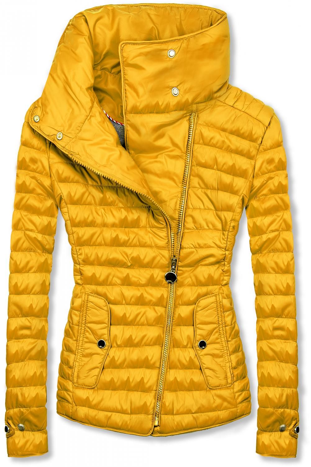 Žlutá prošívaná jarní bunda