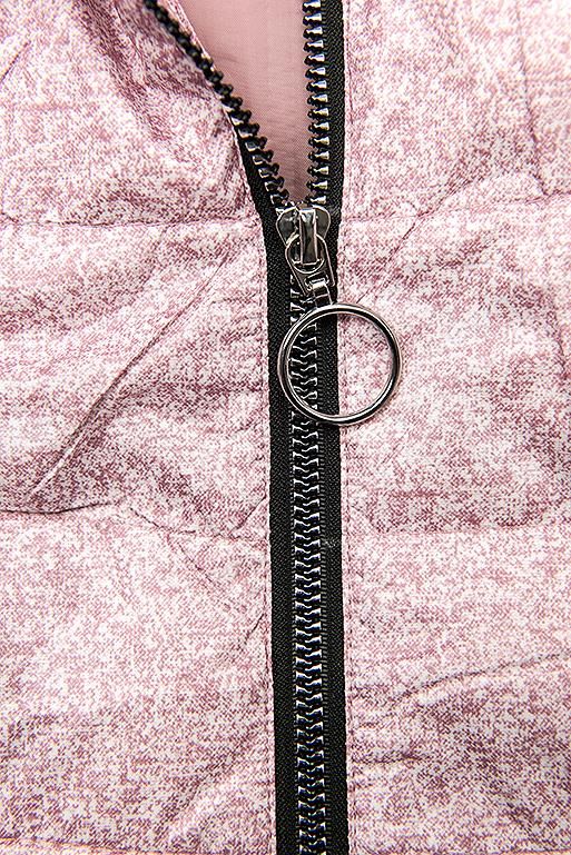 Růžová jarní bunda s melírovaným vzorem