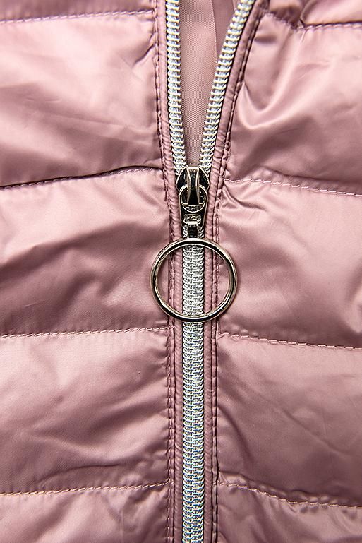 Růžová jarní prošívaná bunda s kapucí