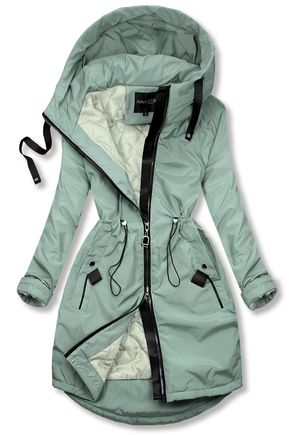 Nefritově zelený přechodný plášť/parka