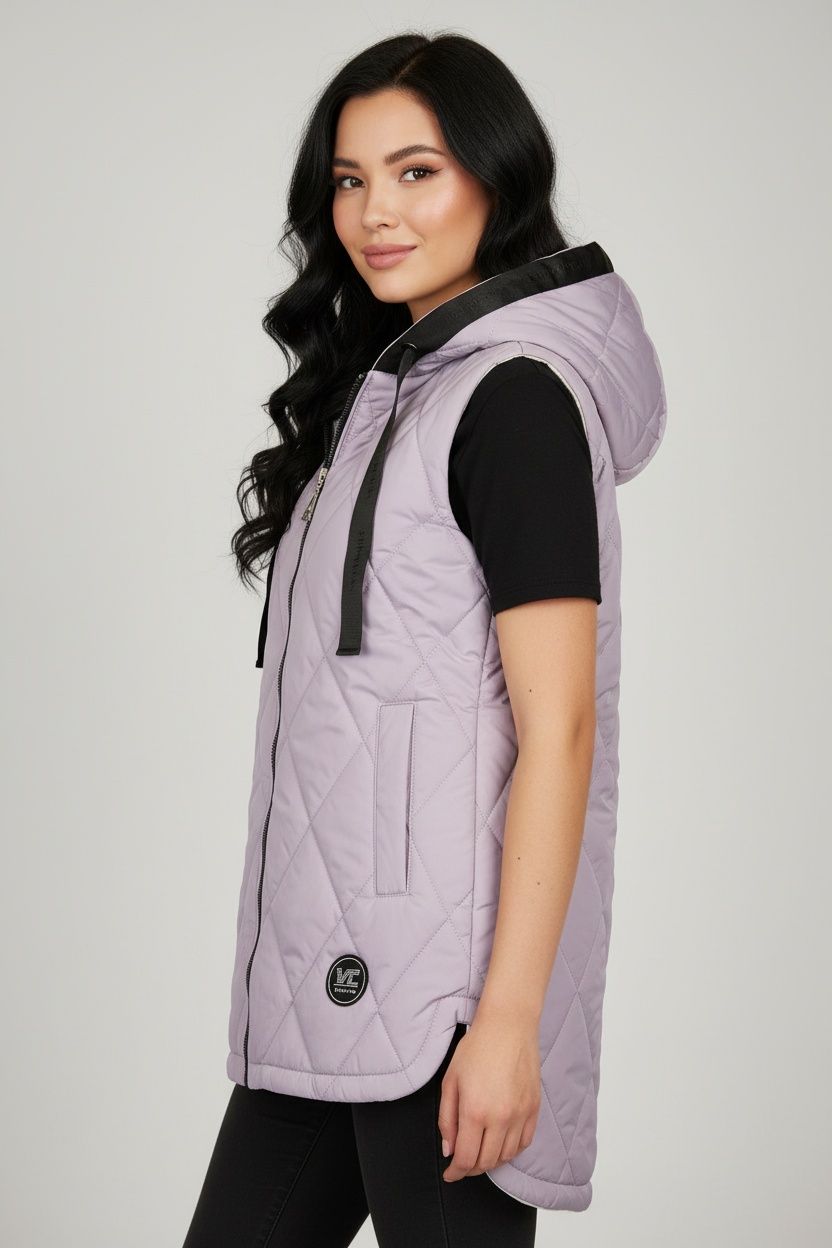 Fialová vesta s kapucí