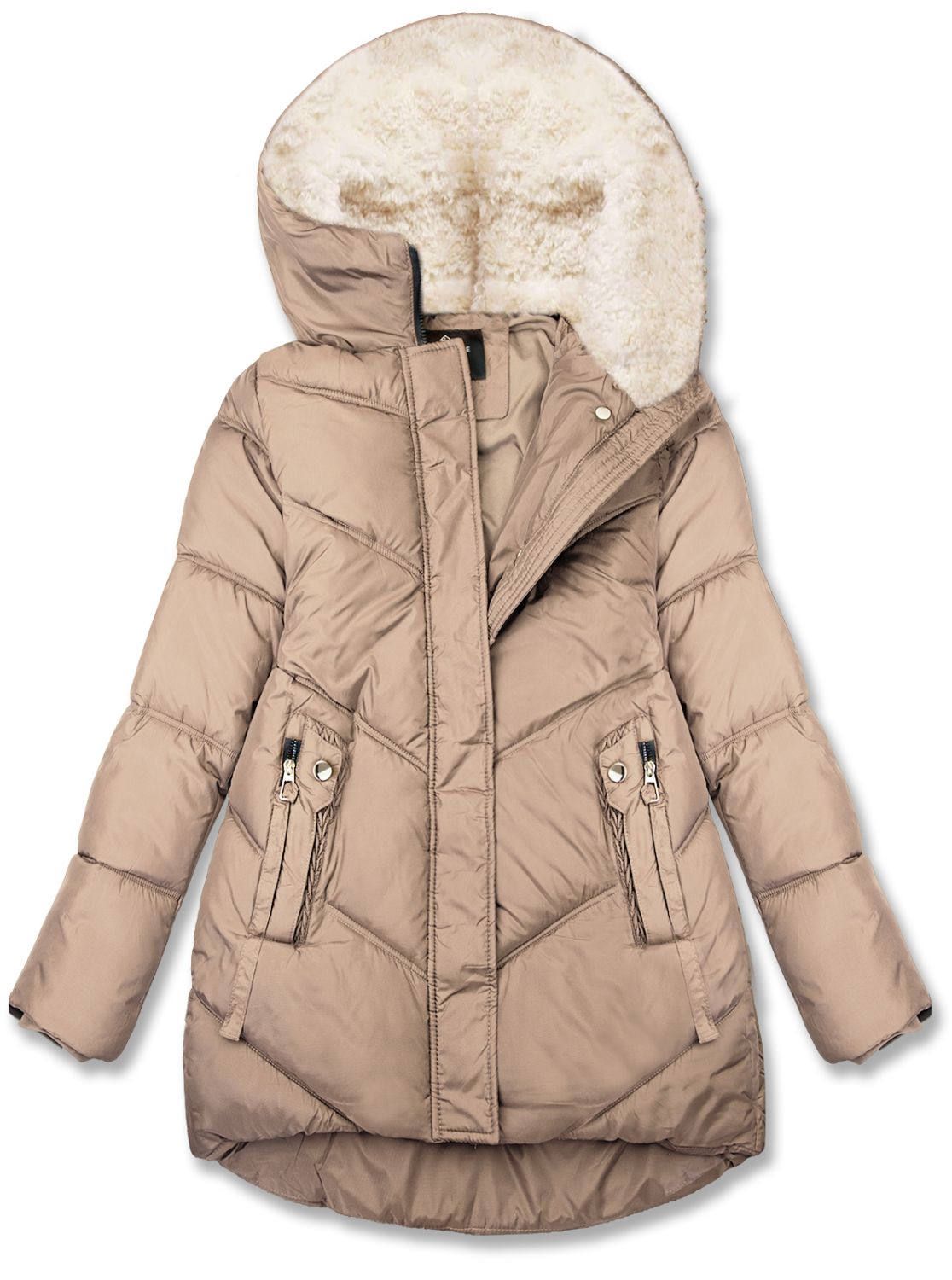 Béžová zimní bunda se zateplenou kapucí