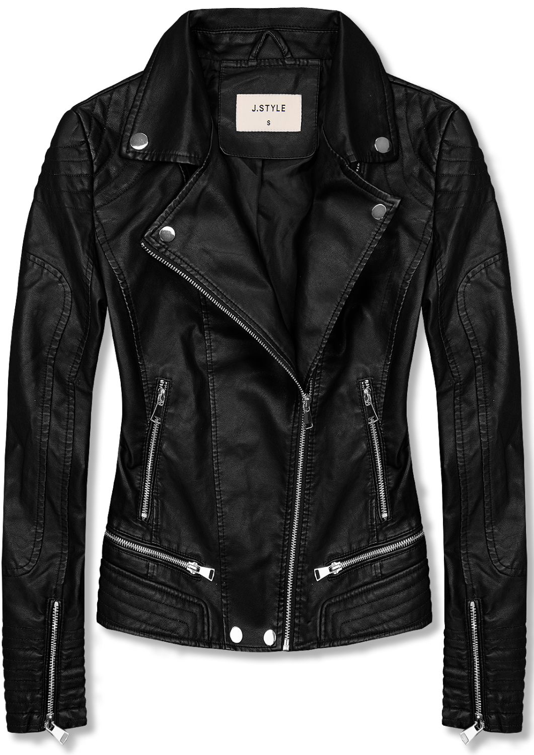 Černá koženková prošívaná bunda