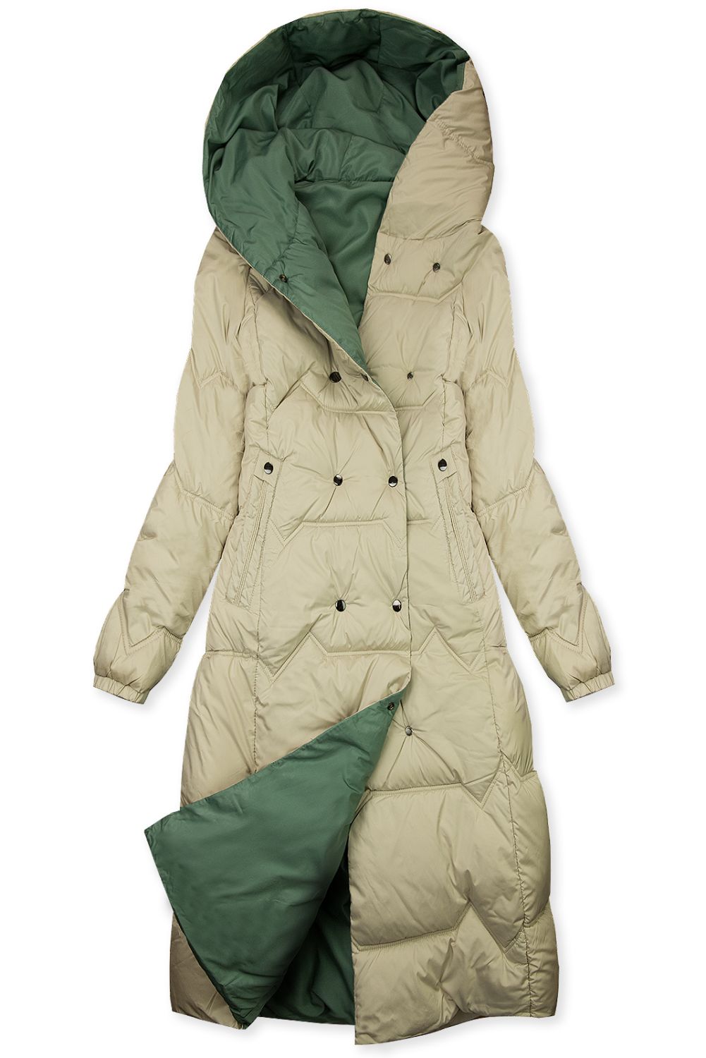 Oboustranný přechodný kabát béžová/zelená