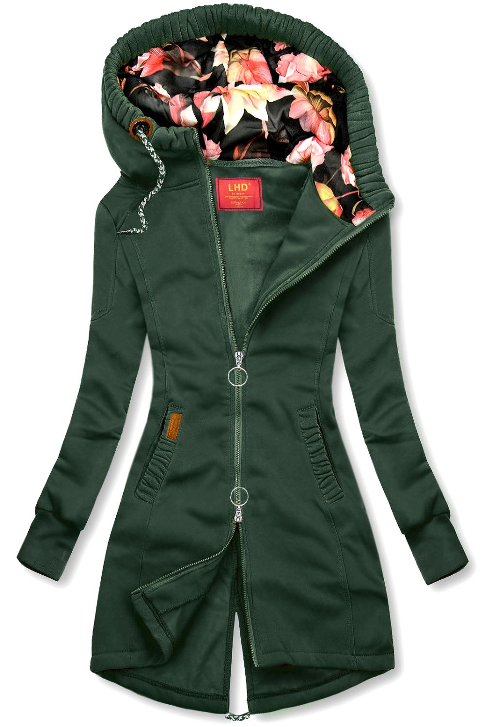 Smaragdově zelená prodloužená mikina od LHD