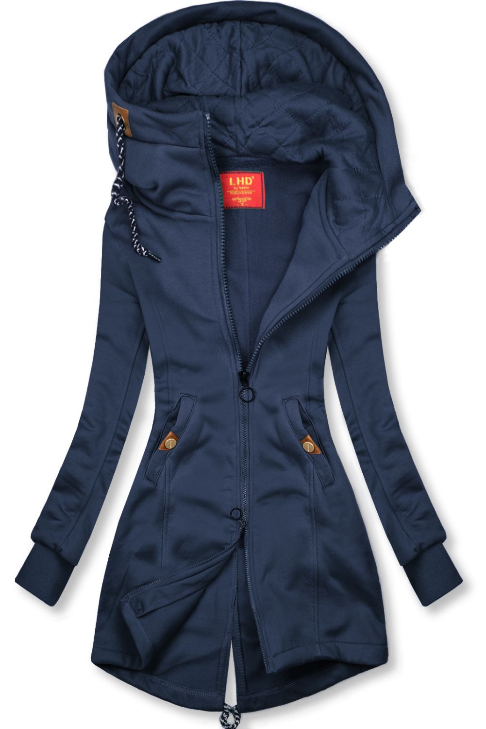 Tmavě modrá mikina s prošívanou kapucí