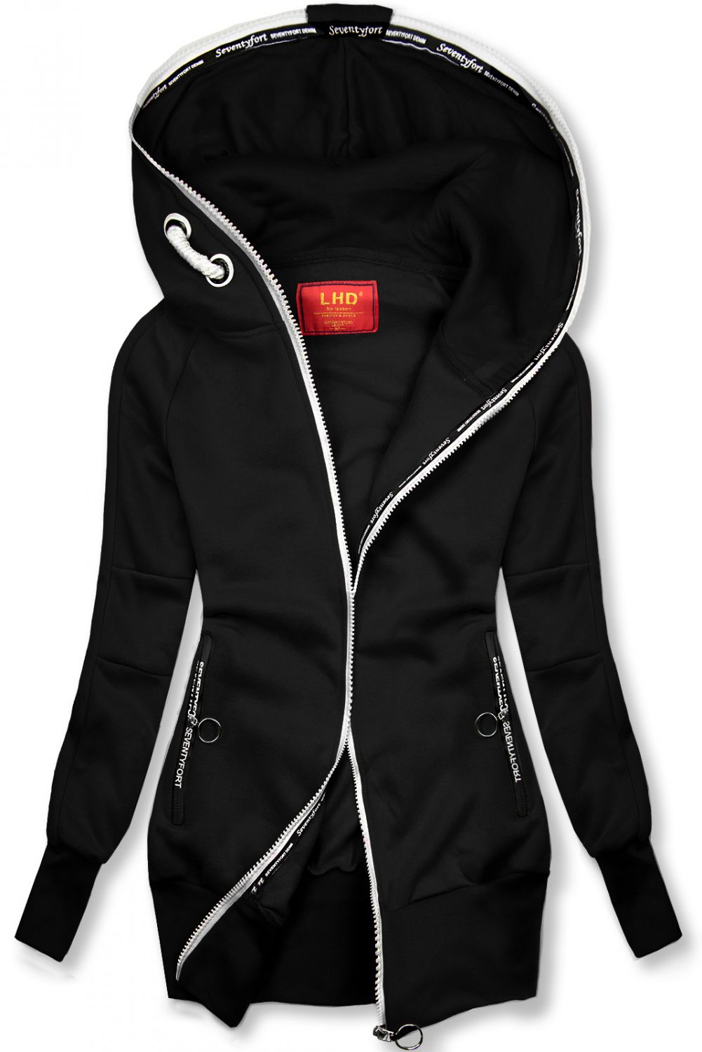 Černá mikina ve sportovním designu