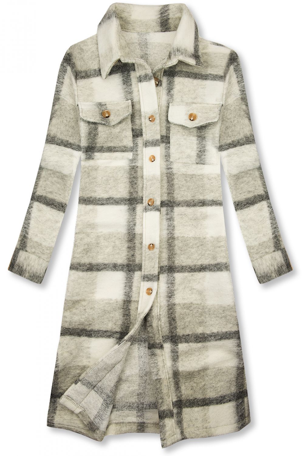 Šedo-bílá košilová bunda