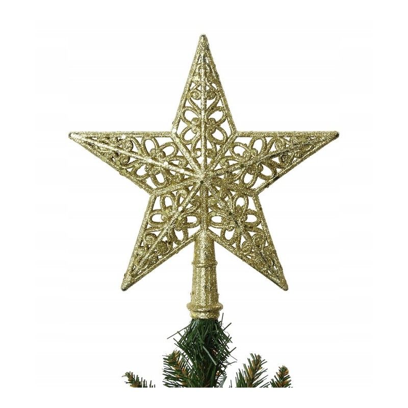 Hvězda na stromeček zlatá 20 x 23 cm