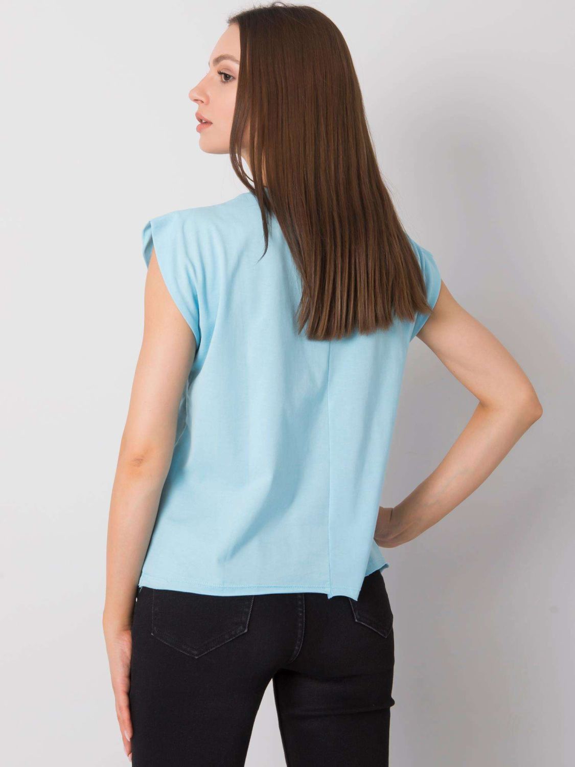 Světle modré dámské bavlněné tričko s potiskem