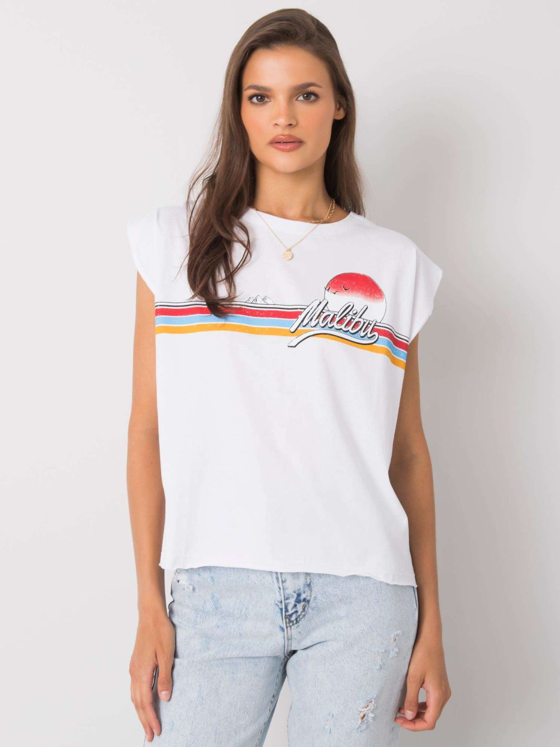 Bílé dámské bavlněné tričko s potiskem