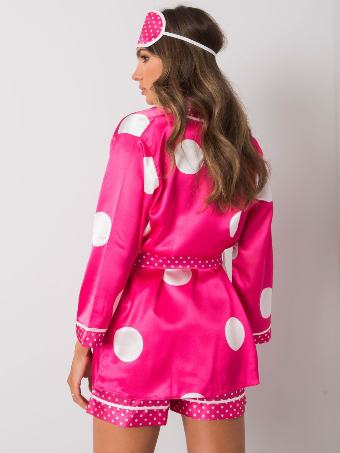 Fuchsiový pyžamový komplet s puntíky