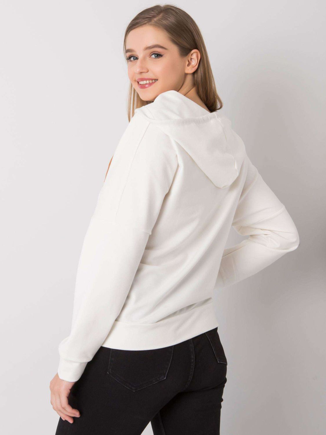 Ecru rozepínací mikina s kapucí