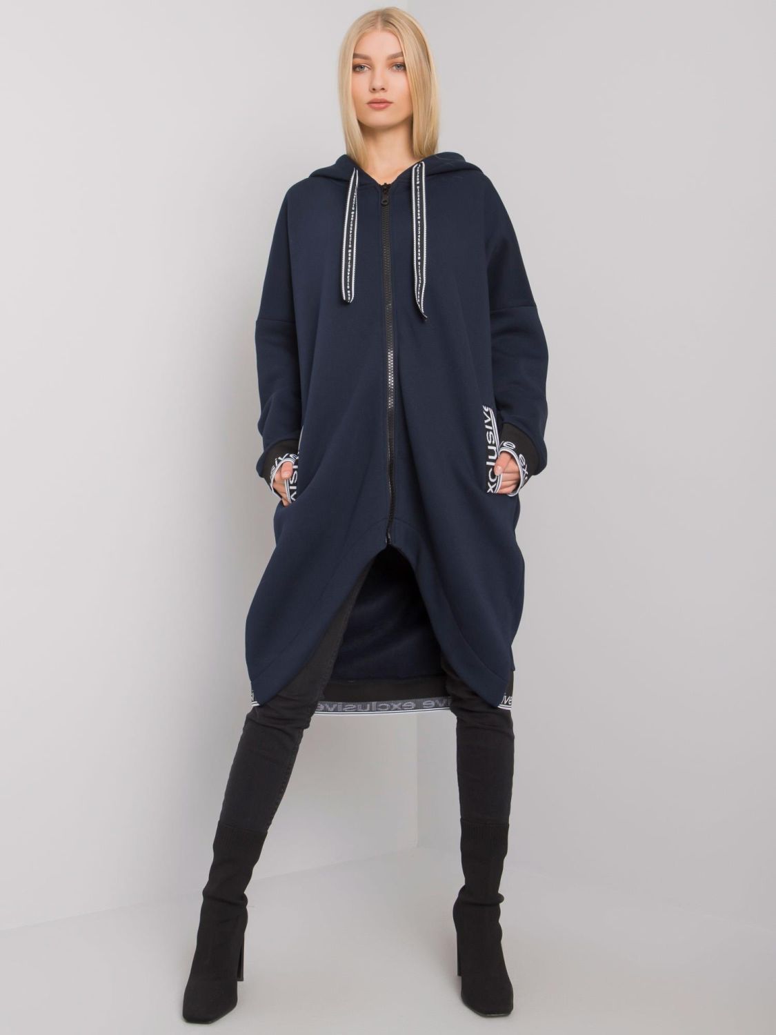Tmavě modrá dámská rozepínací mikina