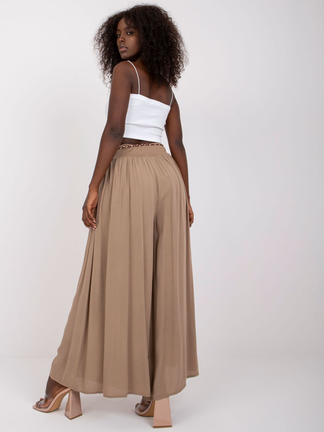 Tmavěbéžové palazzo kalhoty z viskózy
