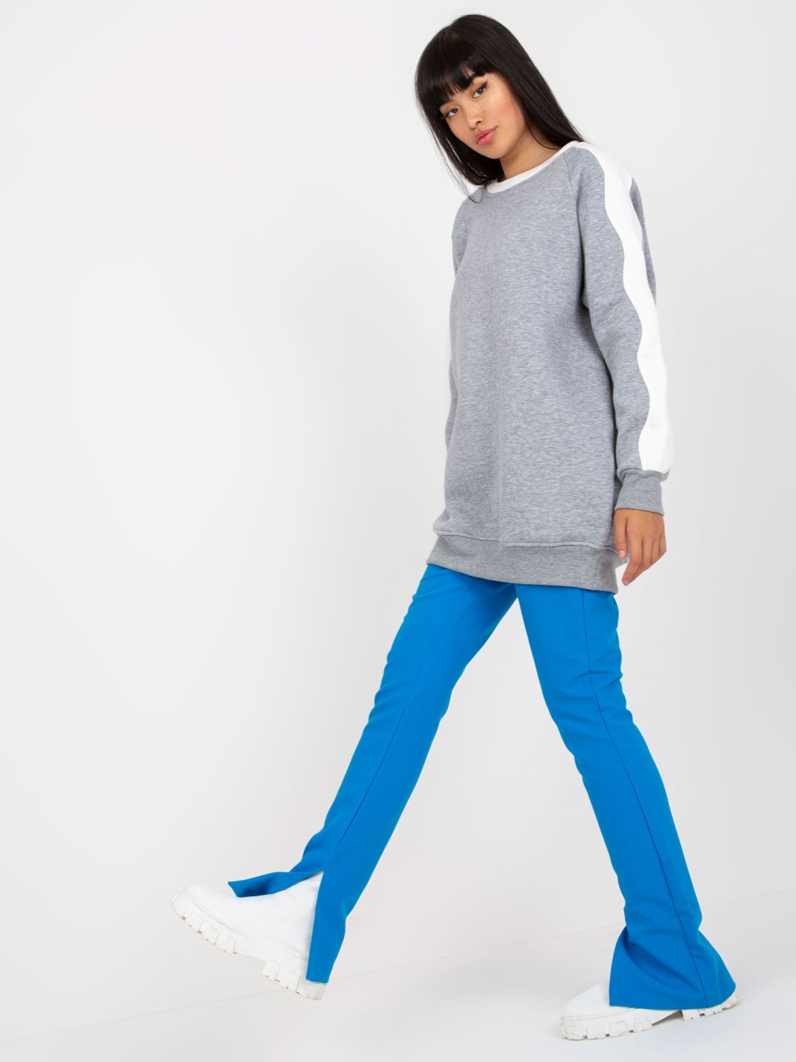 Šedobílá basic mikina bez kapuce