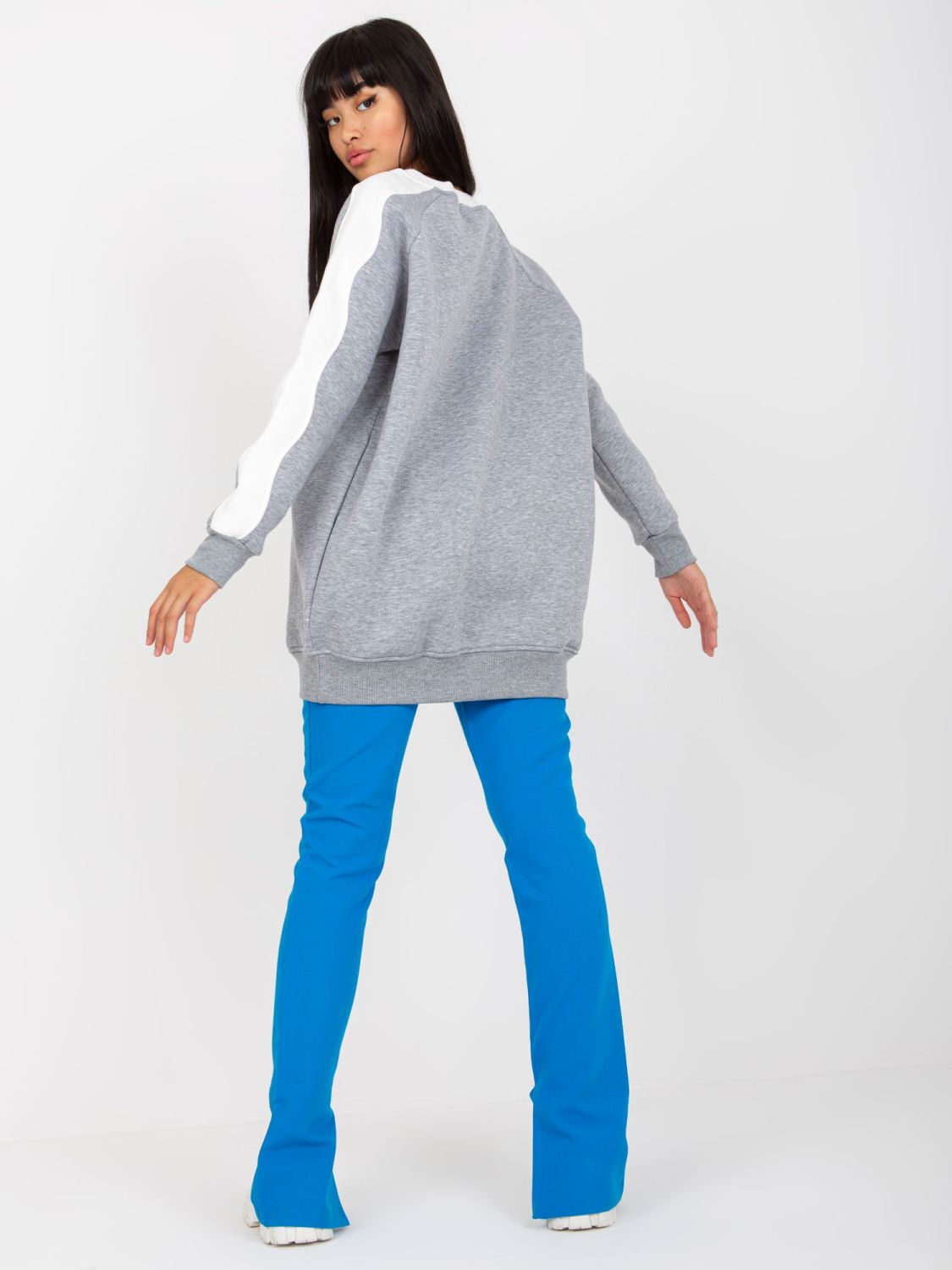 Šedobílá basic mikina bez kapuce