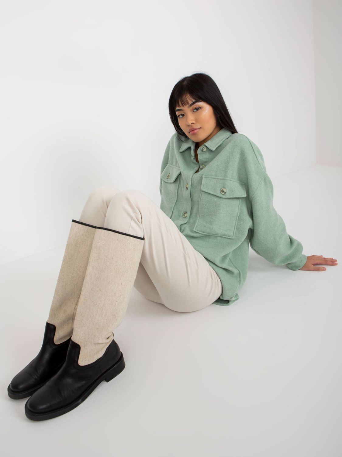 Mátová dámská košile na knoflíky