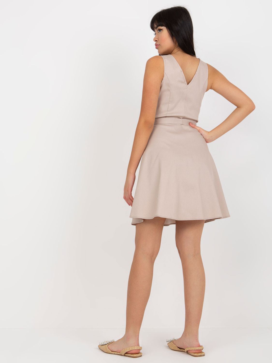 Béžové jeans šaty s knoflíky