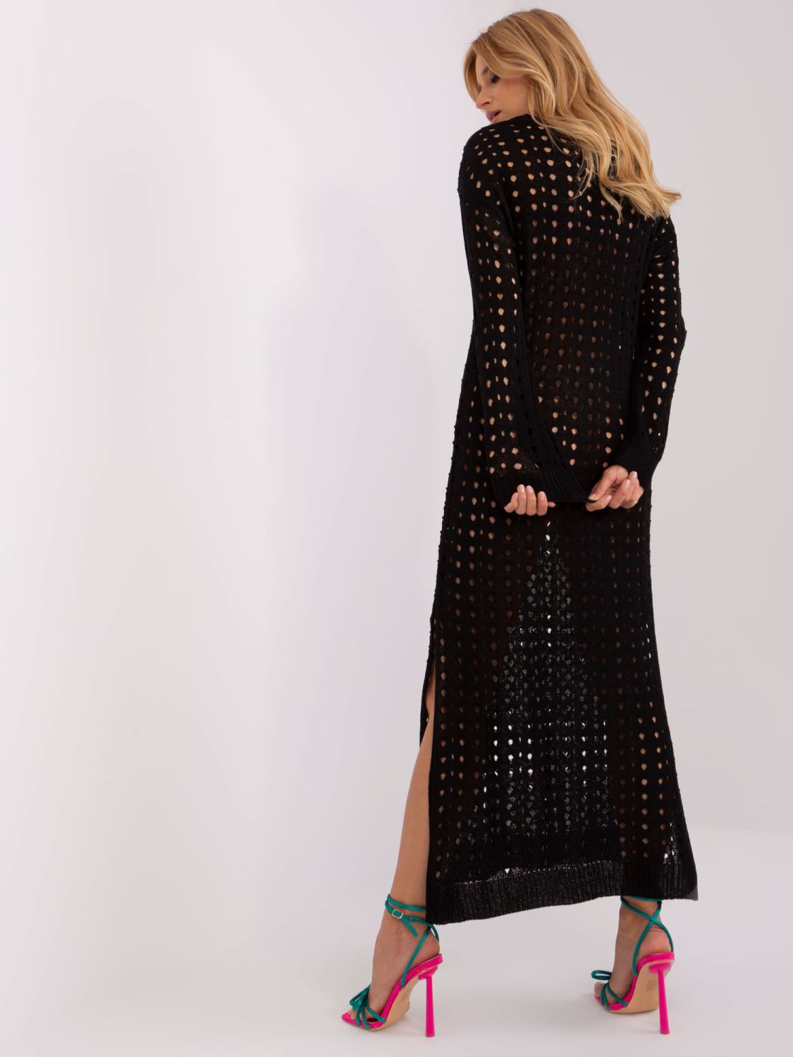 Černé plážové maxi šaty s rozparkem