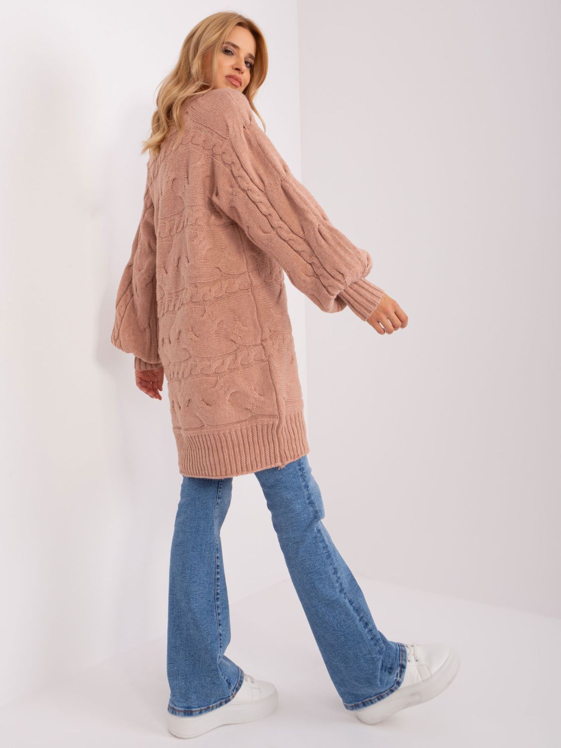 Starorůžové oversize pletené šaty/pulovr