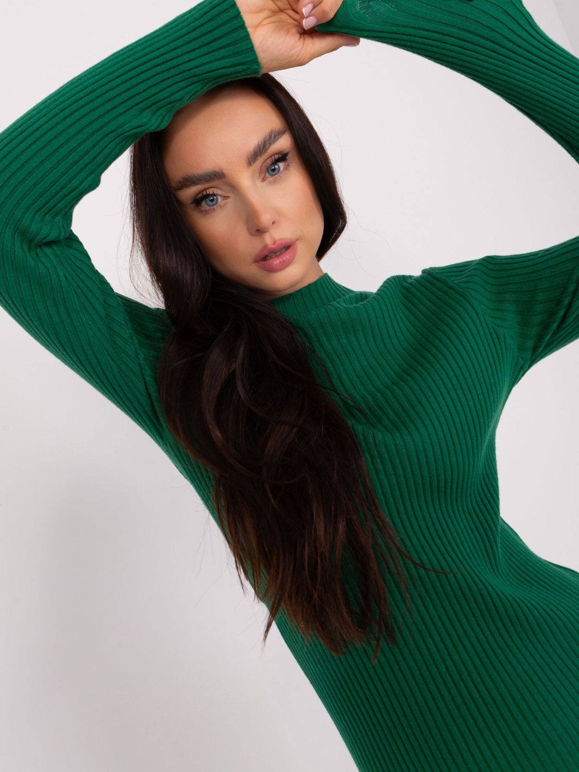 Tmavě zelené dámské pruhované šaty