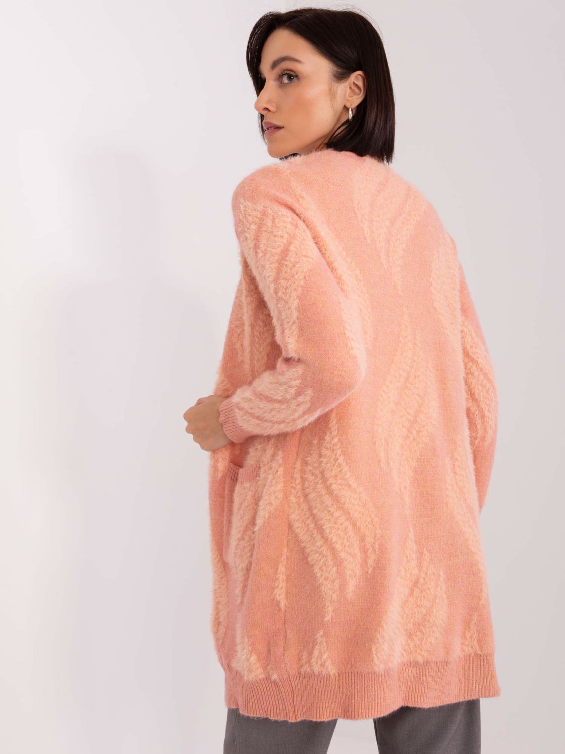 Starorůžový kardigan s kapsami