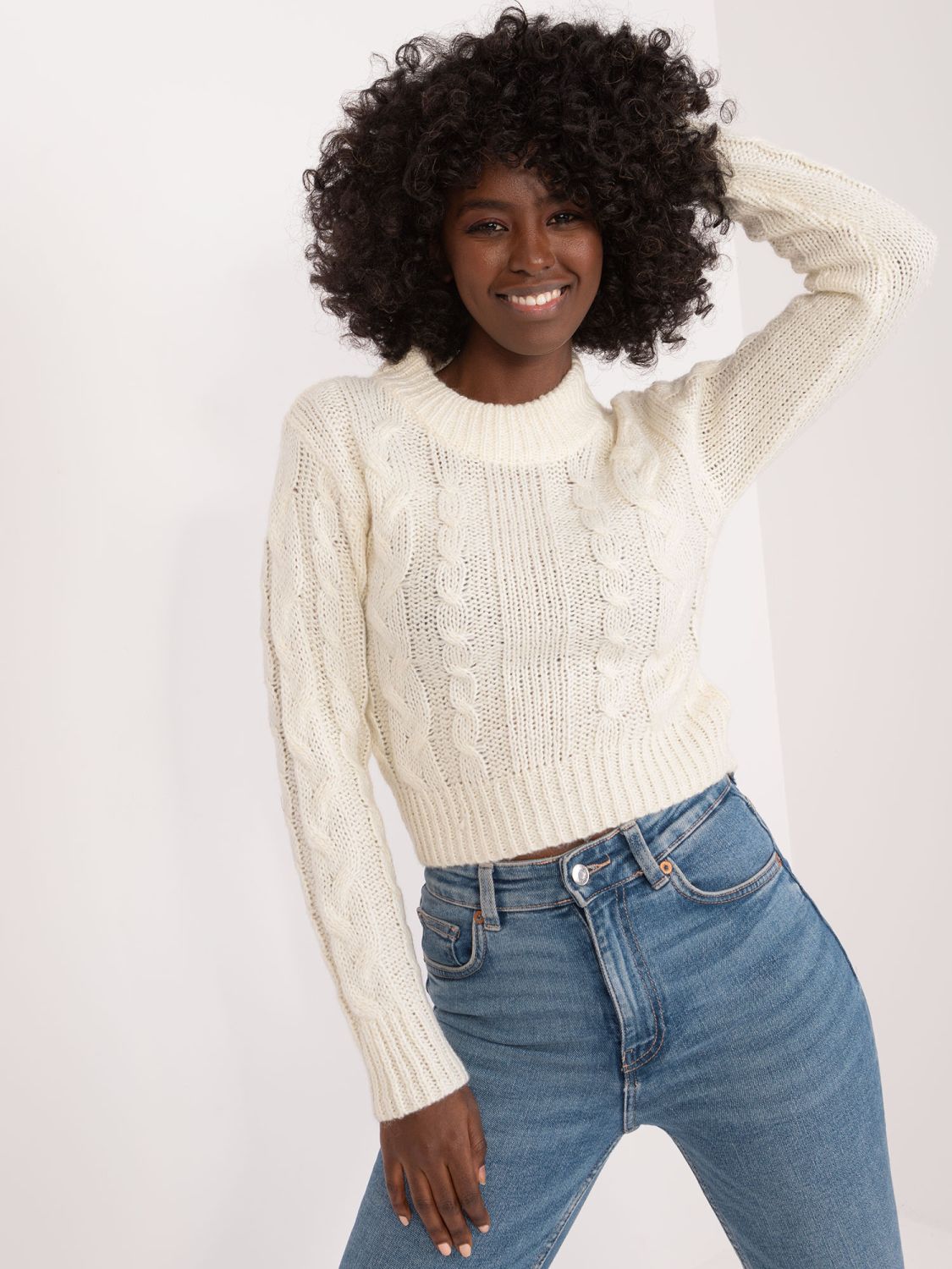 Elegantní ecru svetr s dlouhým rukávem