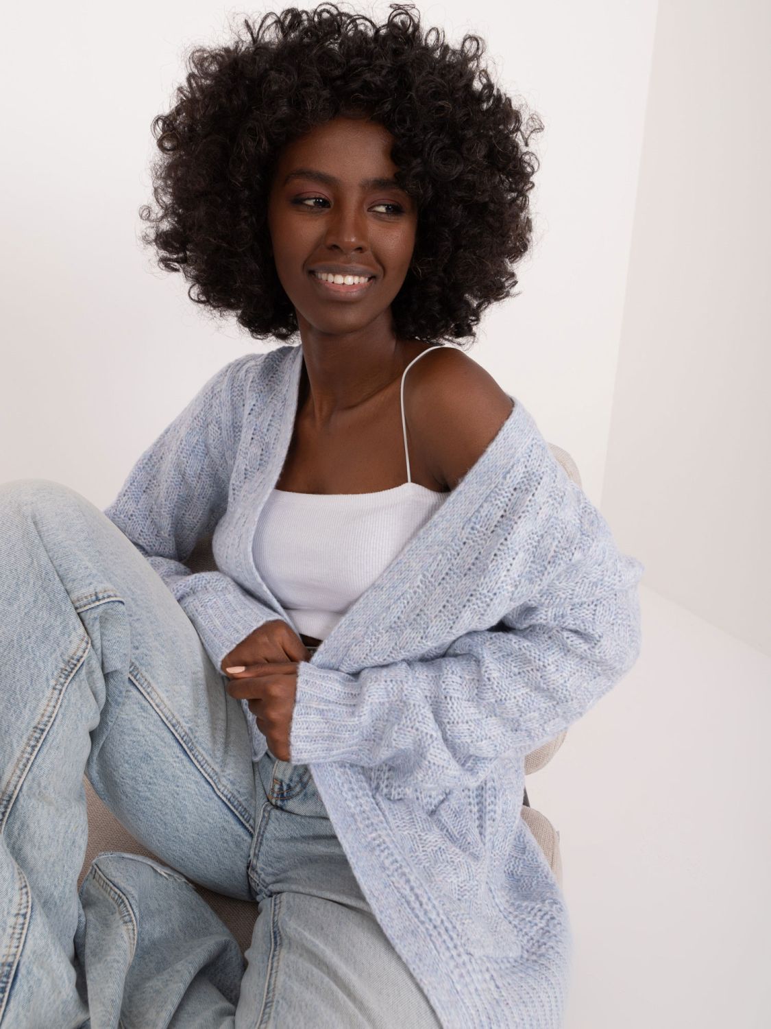 Stylový kardigan v jasně modré