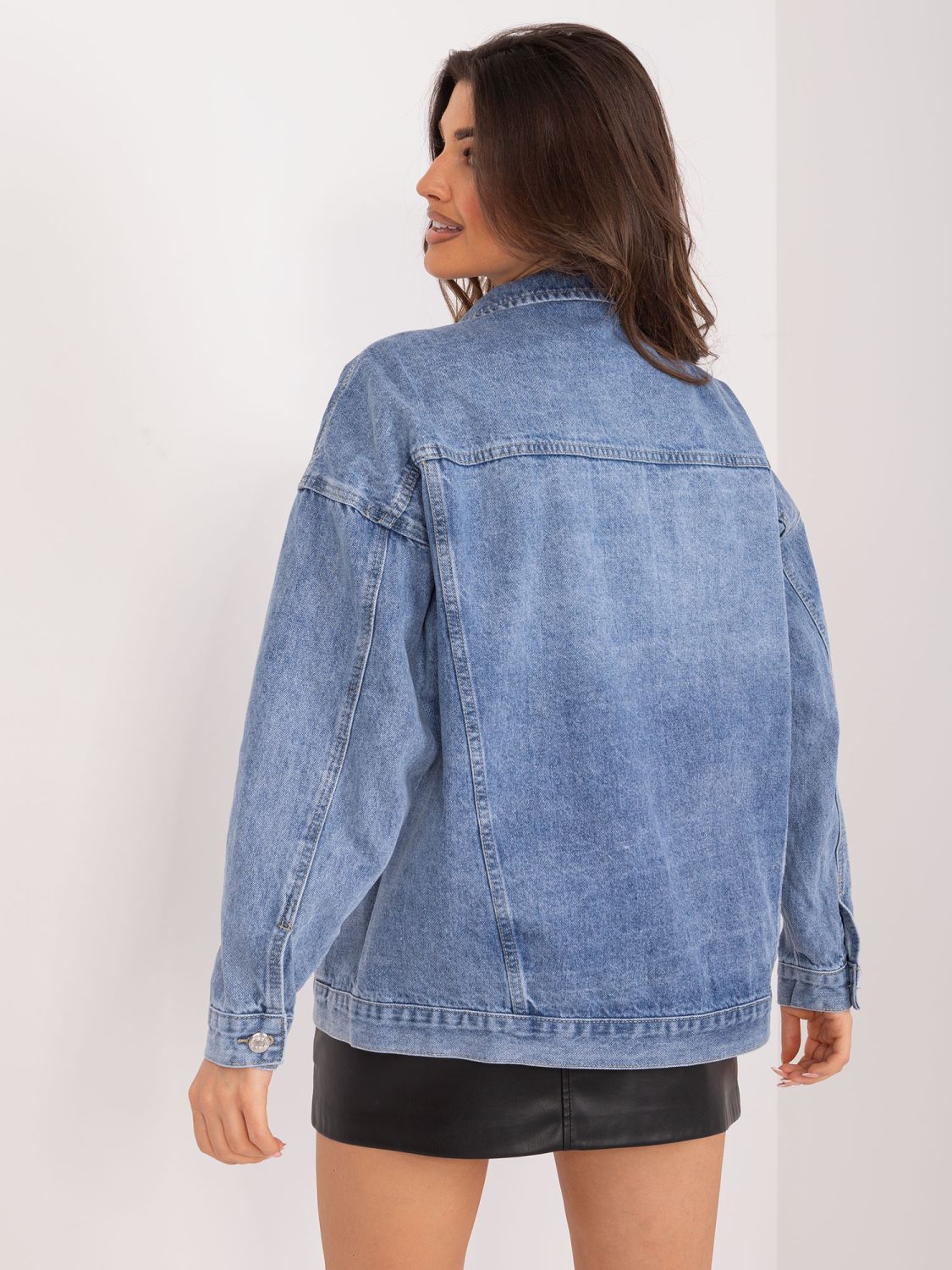 Modrá jarní jeans bunda bez kapuce