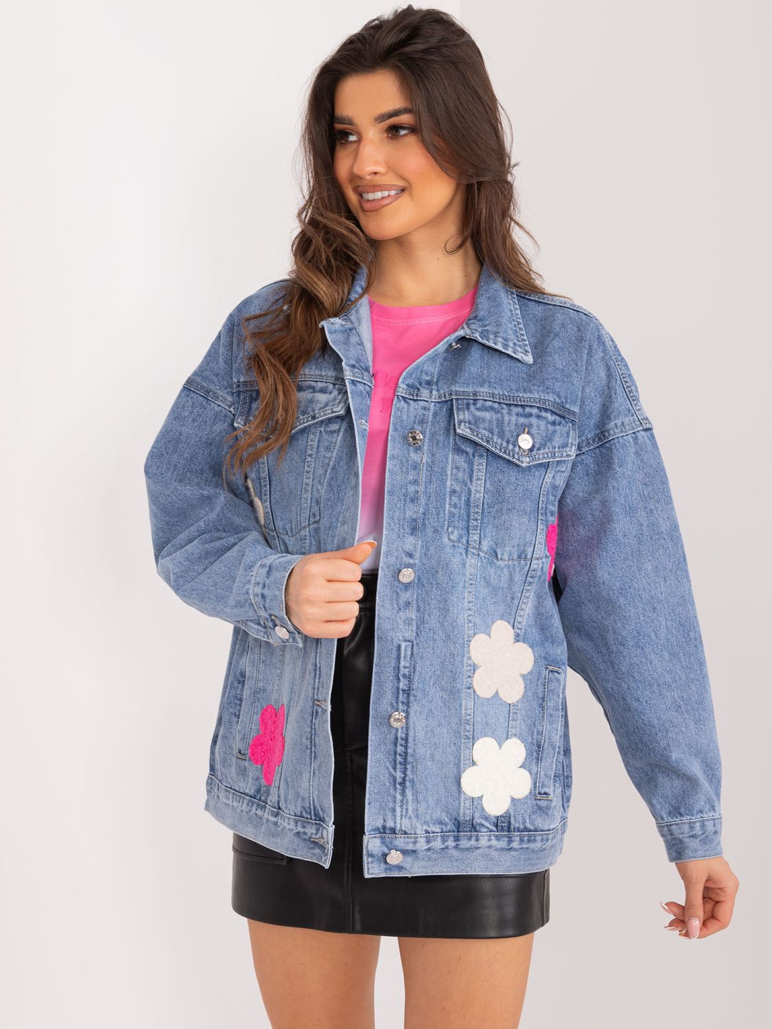 Modrá jarní jeans bunda bez kapuce