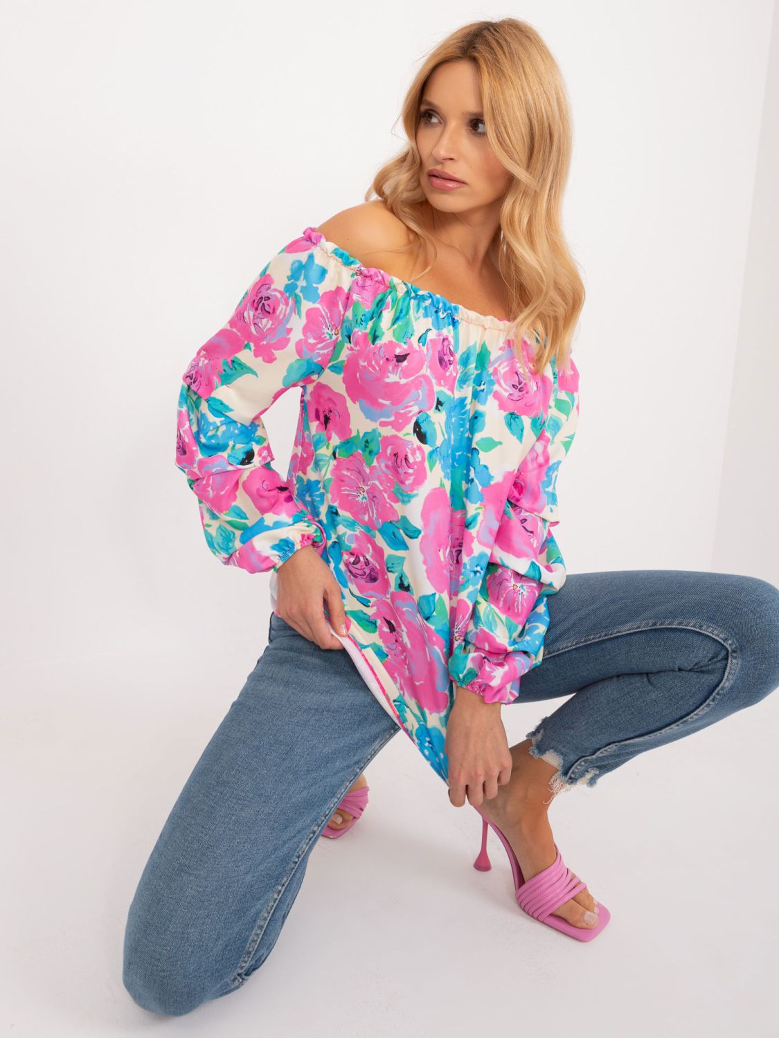 Květinová blůza s dlouhým rukávem