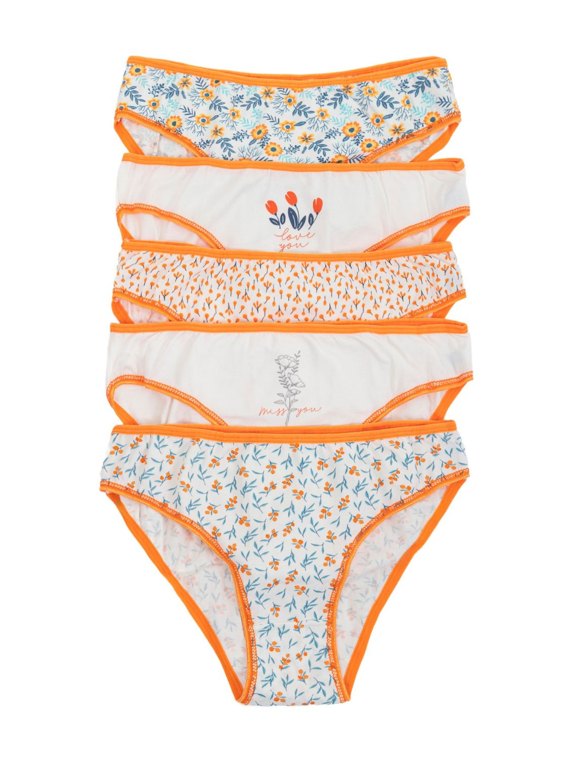 Pohodlné dámské kalhotky v oranžové barvě - set 5 kusů