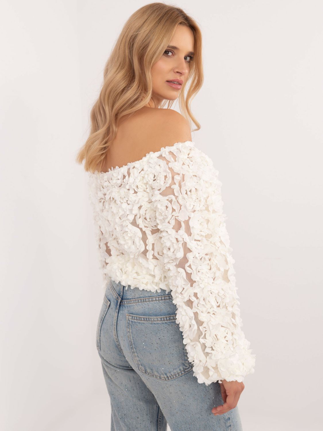 Elegantní blůza s dlouhým rukávem v ecru