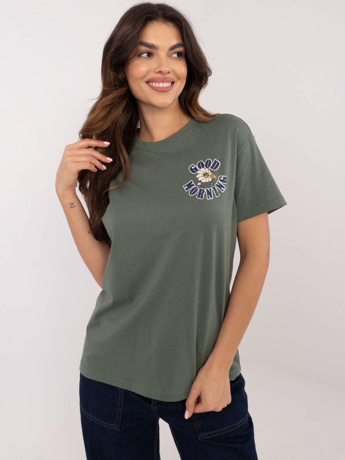 Stylová khaki blůza s krátkým rukávem