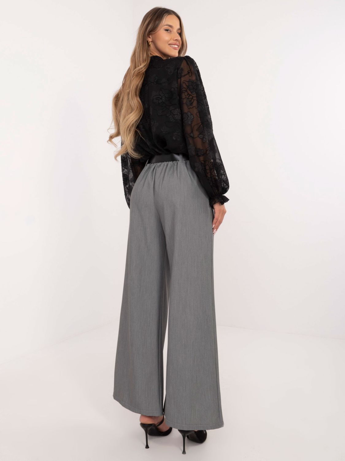 Elegantní palazzo kalhoty v tmavě šedé