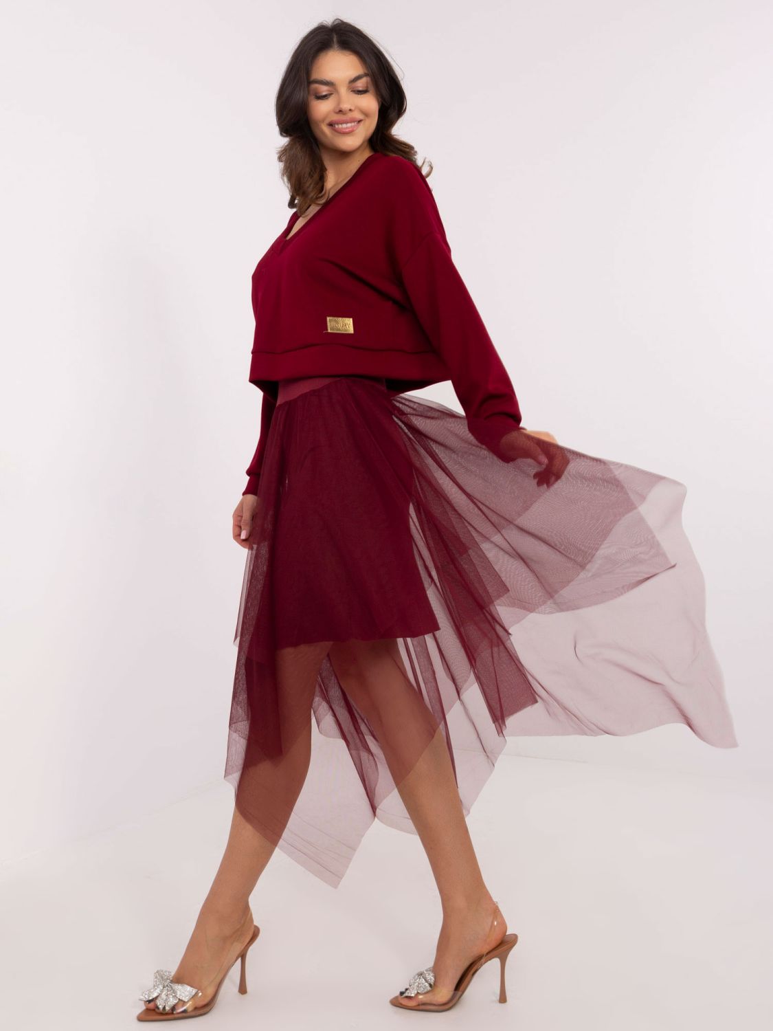 Elegantní komplet v bordó barvě