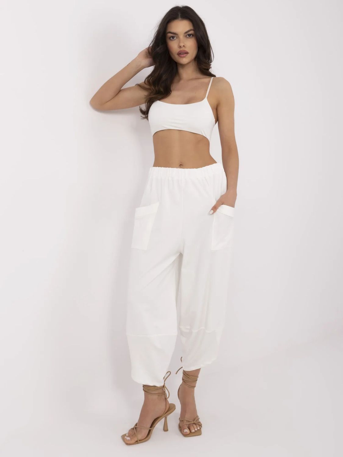 Stylové teplákové kalhoty v ecru