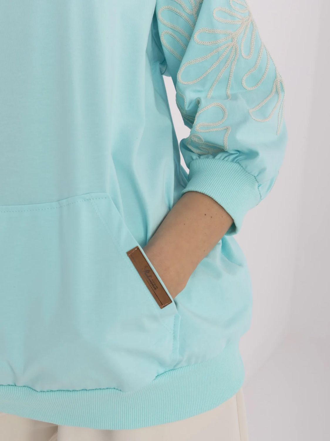 Stylová blůza s 3/4 rukávem v mátové barvě