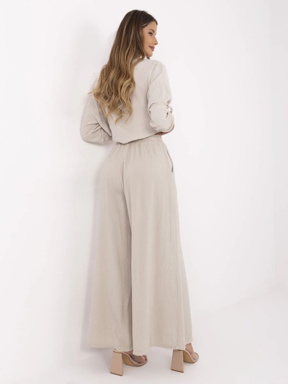 Béžové palazzo kalhoty