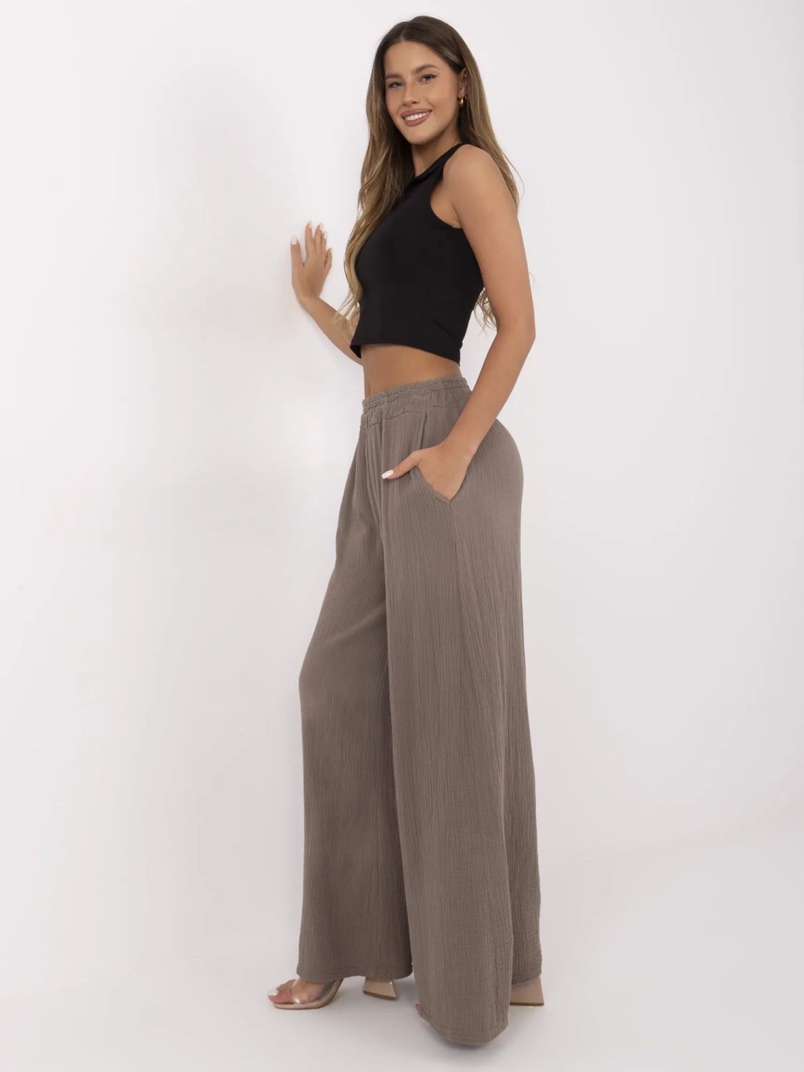 Hnědé palazzo kalhoty