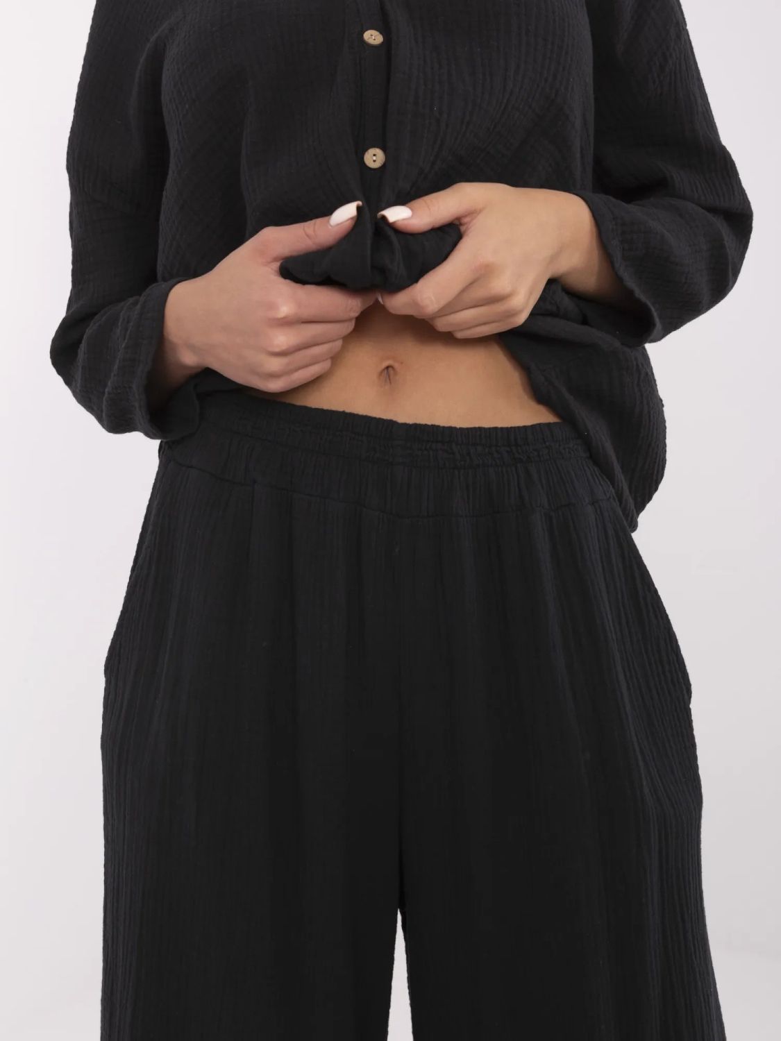 Stylové černé palazzo kalhoty