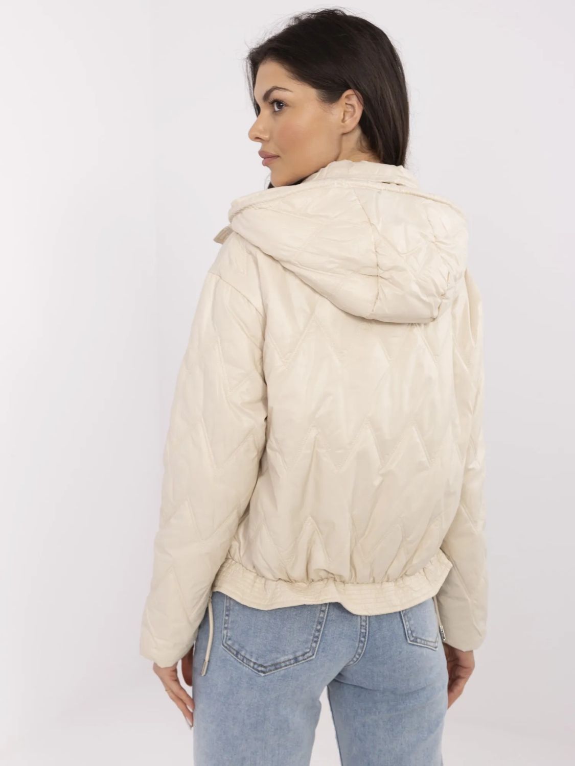 Béžová přechodová bunda s kapucí