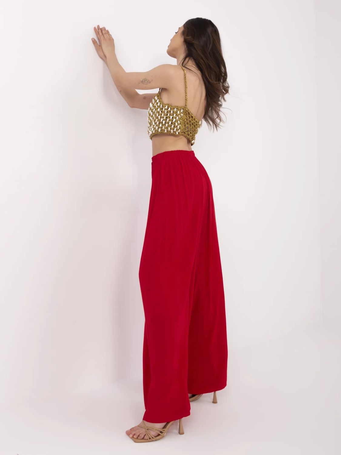 Stylové červené kalhoty