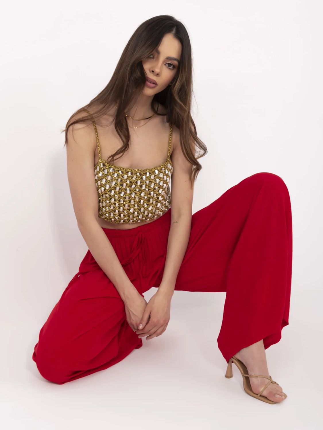 Stylové červené kalhoty