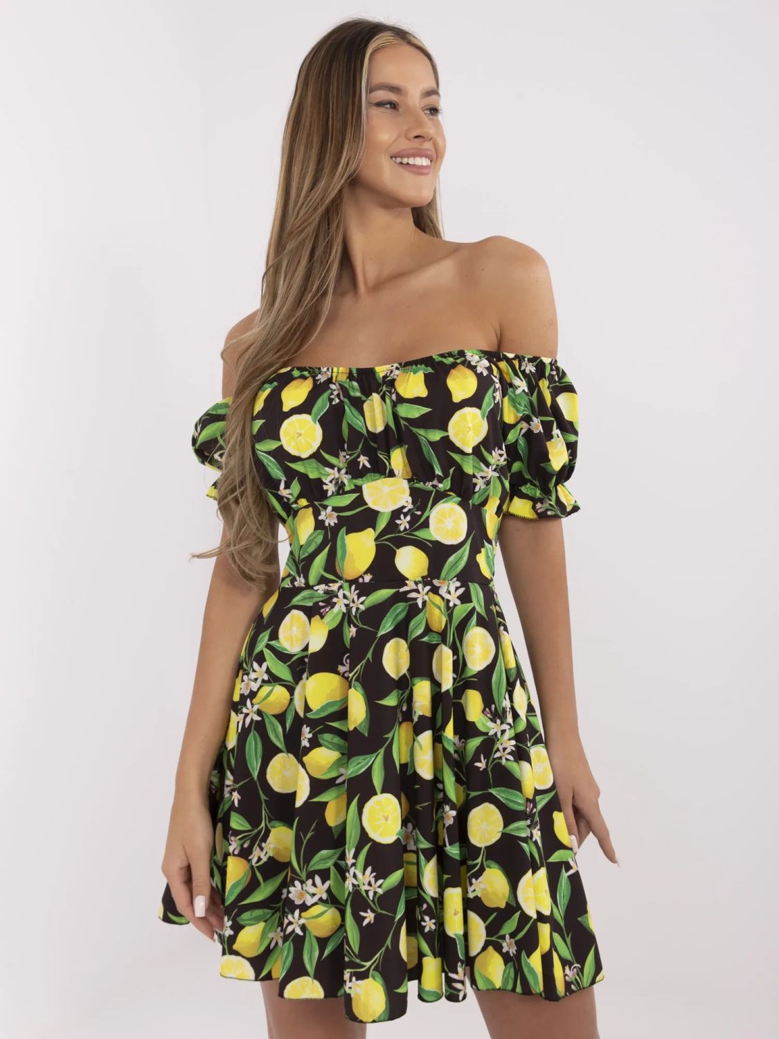 Letní šaty v černo-žluté kombinaci