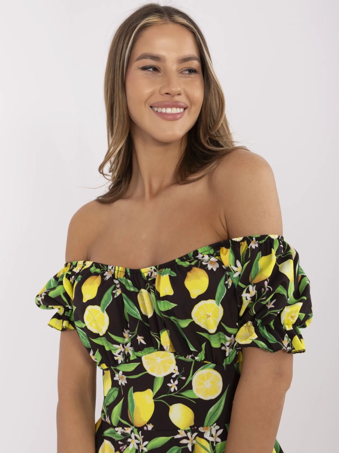 Letní šaty v černo-žluté kombinaci